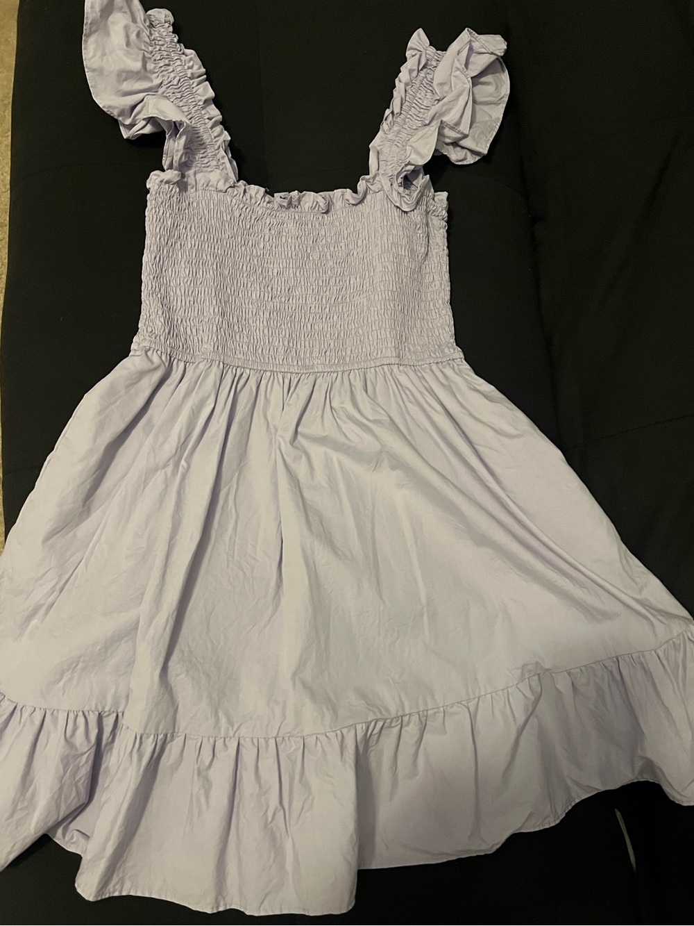 Francesca's Collections Lavender Ruffle Smocked Mini Dress